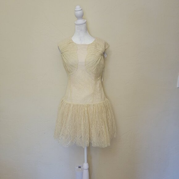 Ark & Co Ivory Lace Drop Waist Dress, Y2K New Old Stock, Size S, $25 - Picture 1 of 7